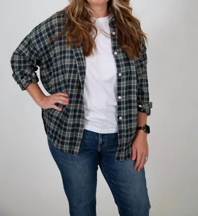 Vanilla Monkey Button Down Plaid Shirt - Plus In Hunter Green