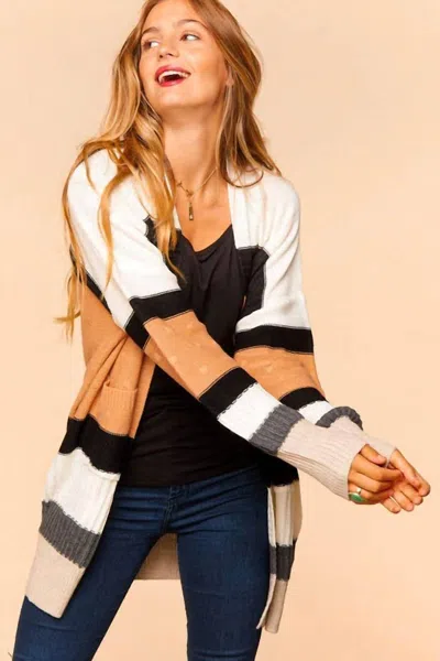Vanilla Monkey Color Block Sweater Cardigan In Multi