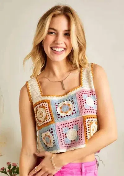 Vanilla Monkey Crochet Crop Top In Multi Color