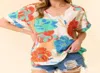 Vanilla Monkey Floral V Neck Top In Multicolor