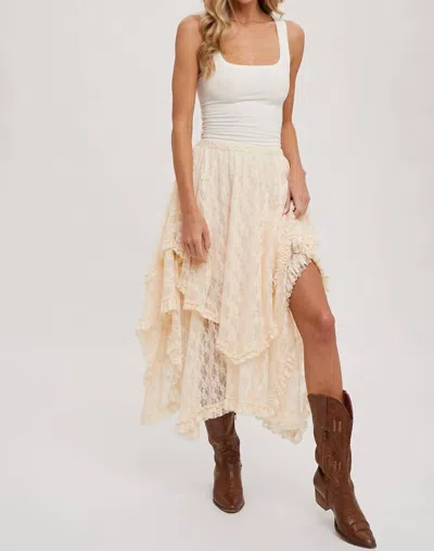 Vanilla Monkey Lace Tier Midi Skirt In Ecru In White