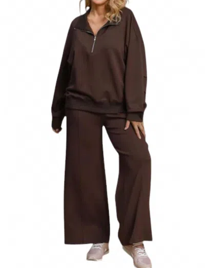 Vanilla Monkey Luxeknit Half Zip Top - Plus In Brownie