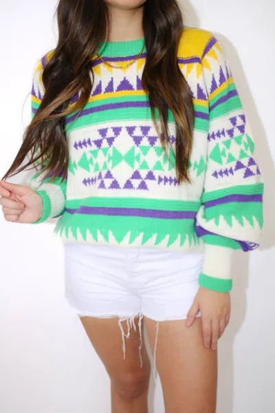 Vanilla Monkey Mambo Crewneck Sweater In Multi In Green
