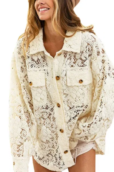 Vanilla Monkey Oversized Lace Shacket In Natural In White
