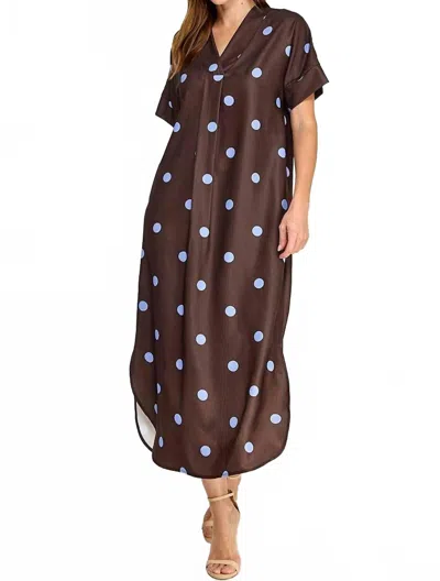 Vanilla Monkey Penny Polka Dot Maxi Dress In Chocolate In Brown