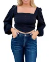 Vanilla Monkey Satin Square Neck Hook And Eye Crop Top In Black In Black