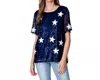 Vanilla Monkey Game Day Star Sequin Fringe Top In Navy In Blue