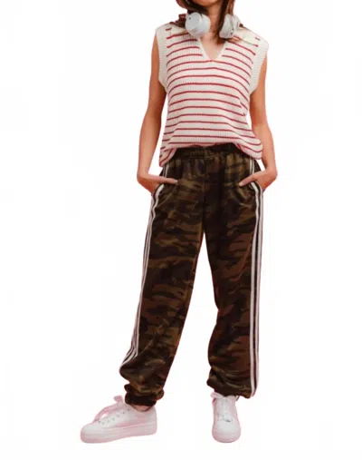 Vanilla Monkey Side Lines Camouflage Track Pants In Green Multi In Brown
