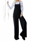 Vanilla Monkey Solid Rib Overall Jumpsuit In Black In Black