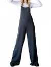 Vanilla Monkey Solid Rib Overall Jumpsuit In Charcoal In Pink