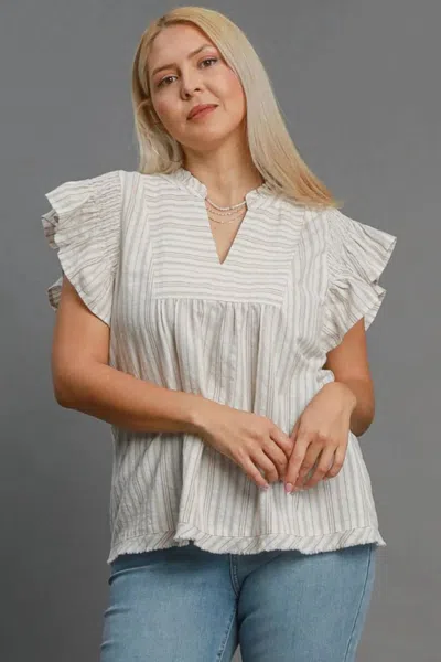 Vanilla Monkey Striped Babydoll Top - Plus In Mocha In White