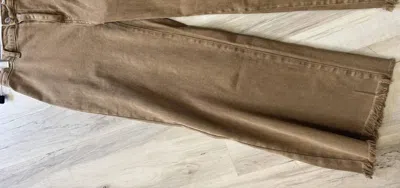 Vanilla Monkey Women's Acid Washed High Waist Frayed Hem Straight Pants In Deep Camel In Brown