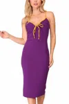 Vanilla Monkey Women's Contrast Techno Crepe Midi Dress In Purple/gold In Purple