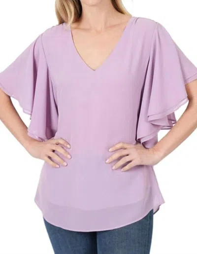 Vanilla Monkey Woven Double Layer Chiffon Top In Lavender In Purple