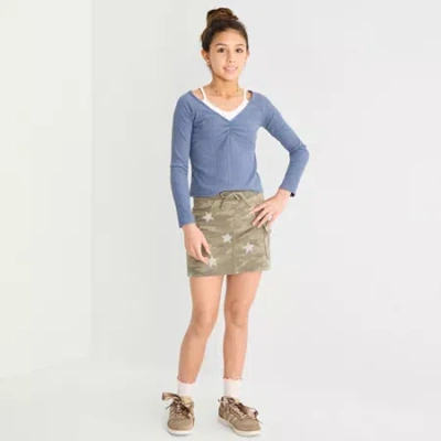 Vanilla Star Big Kid Girls Denim Skirt In Green
