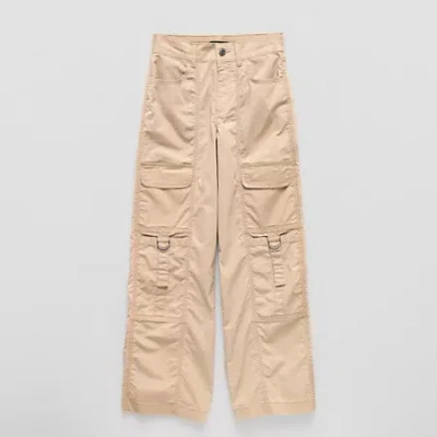 Vanilla Star Big Kid Girls Mid Rise Wide Leg Cargo Pant In Brown