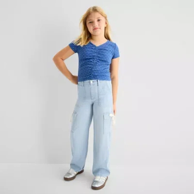Vanilla Star Big Kid Girls Wide Leg Cargo Pant In Blue
