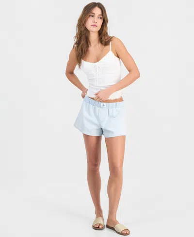 Vanilla Star Juniors' Denim Beachy Pull-on Shorts In Blue