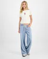 Vanilla Star Juniors' Drawstring Wide-leg Jeans