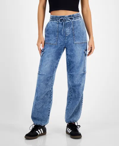 Vanilla Star Juniors' High-rise Drawstring-waist Cargo Pants In Hardwin