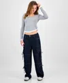 Vanilla Star Juniors' Tie-side Cargo Jeans In Blue