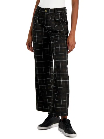 Vanilla Star Juniors Womens Pleated High Rise Trouser Pants In Black