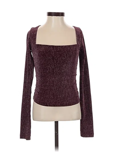Pre-owned Vanilla Star Long Sleeve Top Burgundy Square Neckline Tops