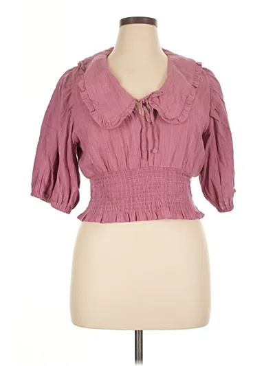 Pre-owned Vanilla Star Short Sleeve Blouse In Pink