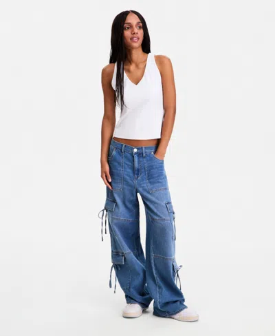 Vanilla Star Women's Bow Wide-leg Jeans In Blue