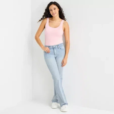 Vanilla Star Womens Juniors Mid Rise Bootcut Jean In Blue