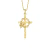 Vanimy Women's Crown Of Thorns Rose Cross Pendant Necklace In Golden In Gold