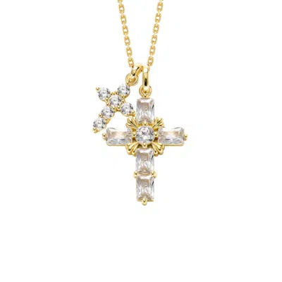 Vanimy Women's Gold Byzantine Double Crosses Pendant Necklace