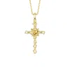 Vanimy Women's Gold Floral Cross June Rose Birth Flower Necklace In Gold