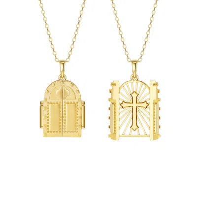 Vanimy Women's Gold Sacred Door Of Light Cross Necklace