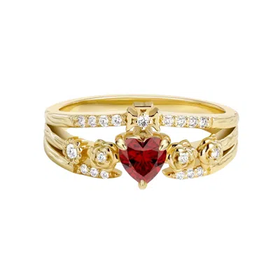 Vanimy Women's Gold Sacred Heart Bloom Ring