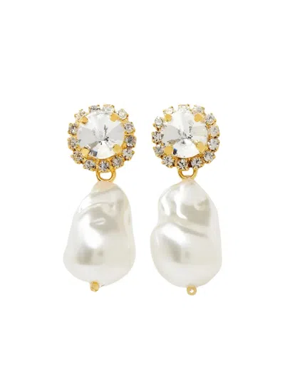 Vanina Crystal-embellished Baroque Pearl Earrings In Gold