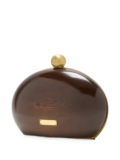 Vanina Galet Chene Wood Clutch Bag In Brown