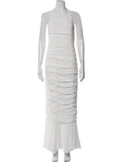 Pre-owned Vanina Halterneck Long Dress W/ Tags In White