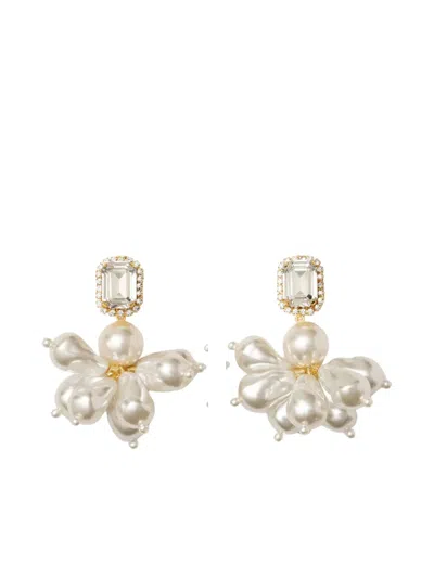 Vanina Pearl Crystal Earrings In Gold