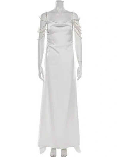 Pre-owned Vanina V-neck Long Dress In White