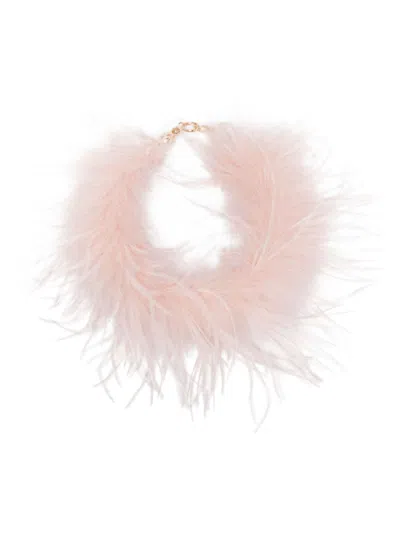 Vanisé Feather-detail Necklace In Pink