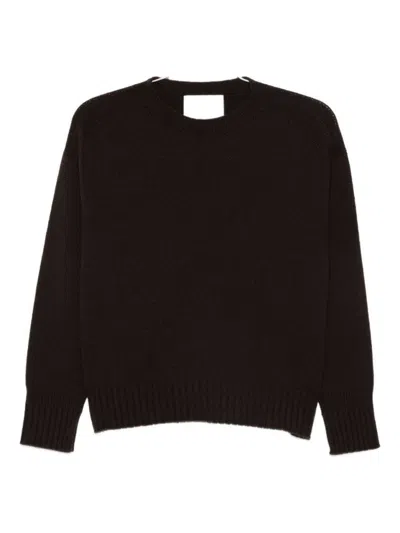 VANISÉ BROWN CROPPED SWEATER WITH RIBBED CUFFS