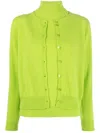 Vanisé Button-up Knitted Cardigan Set In Green