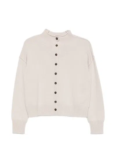 Vanisé Button-up Drop-shoulder Cardigan In Neutral