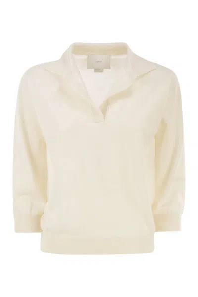 Vanisé Cashmere And Silk Knitted Polo In White