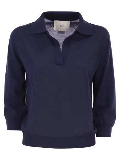 Vanisé Cashmere And Silk Knitted Polo In Blue