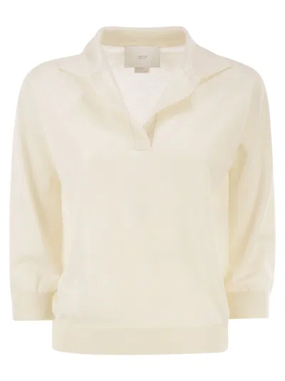 Vanisé Cashmere And Silk Knitted Polo In White