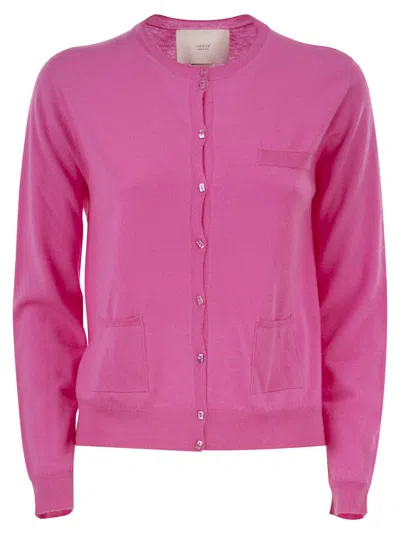 Vanisé Cashmere Cardigan With Patch Pockets In Pink