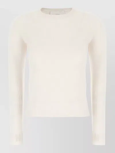 Vanisé Cashmere Crew Neck Lightweight Long Sleeve Sweater In White