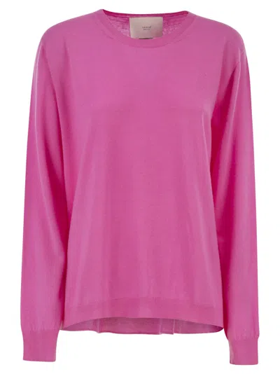 Vanisé Cashmere Crew-neck Jumper With Fluid Silhouette In Pink